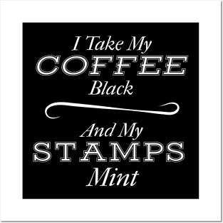 Coffee Black and Stamps Mint Posters and Art